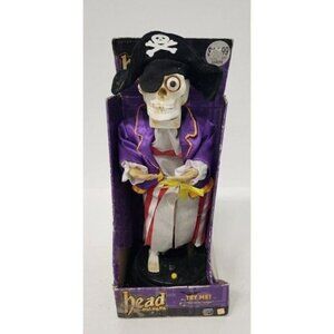 VINTAGE Gemmy Head Be Holders Skeleton Pirate Talks Sings Dances Halloween Decor